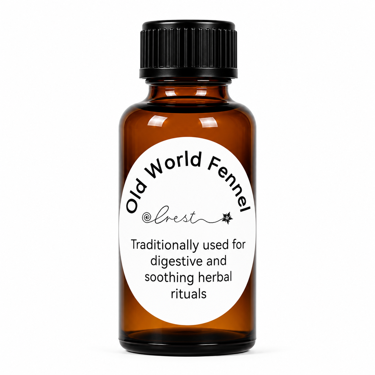 Crest Old World Fennel Extract handcrafted botanical tincture made from Foeniculum vulgare seeds in an amber glass dropper bottle for traditional herbal wellness.