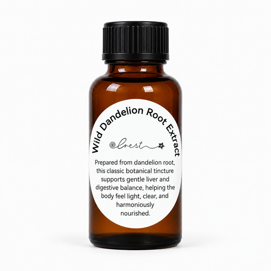 Crest Wild Dandelion Root Extract handcrafted botanical tincture made from Taraxacum officinale root in an amber glass dropper bottle for traditional herbal wellness.