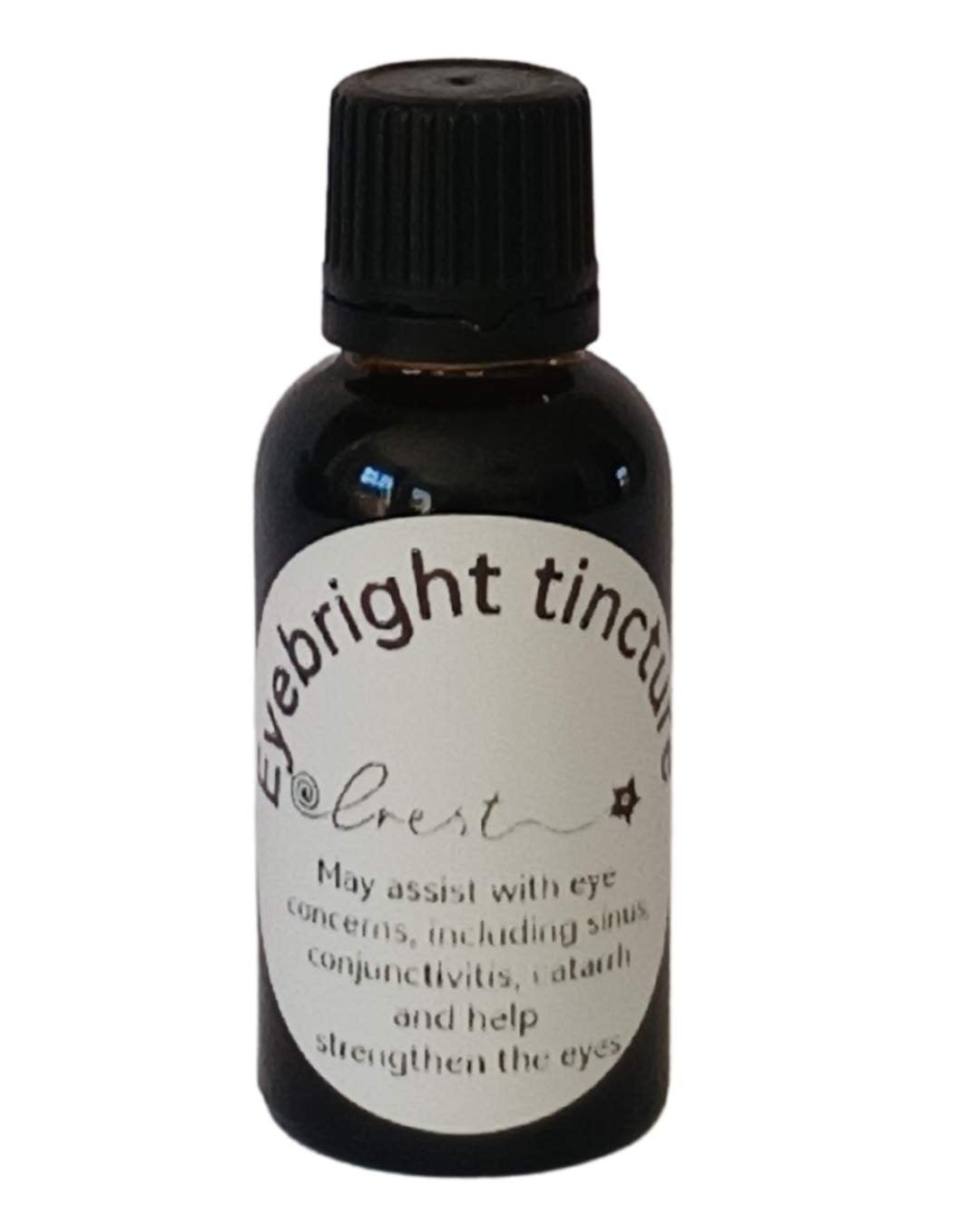 Crest Eyebright Herb Extract handcrafted botanical tincture made from Euphrasia officinalis in an amber glass dropper bottle for traditional herbal wellness.