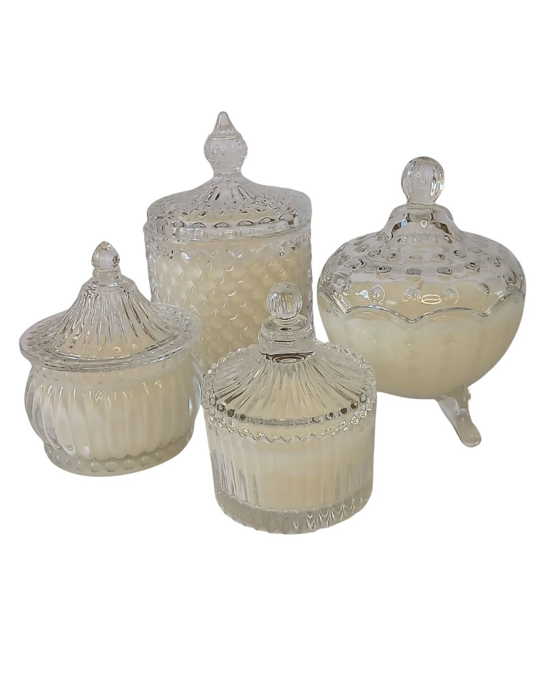 Hand-poured soy massage candle in a decorative container, infused with essential oils from the Crestlife aromatherapy collection. Designed for mood support, skin nourishment, and emotional well-being.