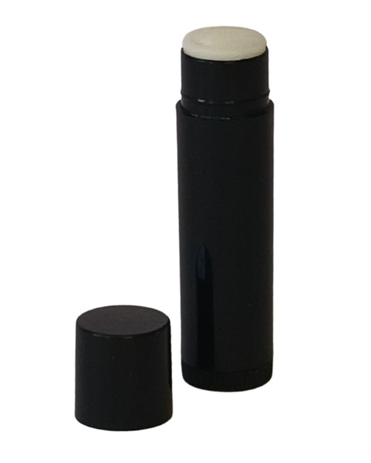 Natural lip balm in a 10ml tube made with calendula, sweet almond oil, and peppermint essential oil, in soy wax formula.